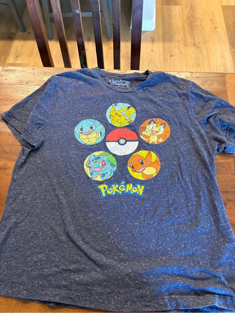 Men’s Navy Blue Graphic Tee with Pikachu & Starters